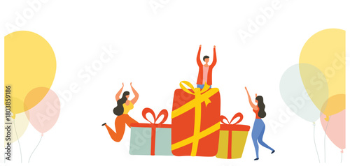 Celebrating birthday concept. Birthday party celebration vector illustration
