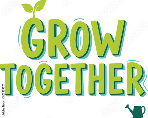 grow together playful solid color creative teamwork vector design