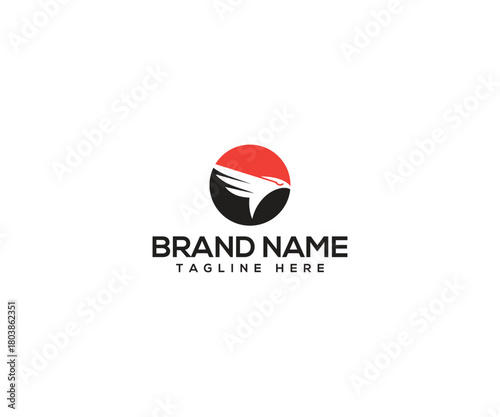 Eagle Logo Design: A minimalist logo featuring a stylized eagle, set against a circular backdrop. The design embodies speed, power, and freedom, ideal for representing forward-thinking brands. 