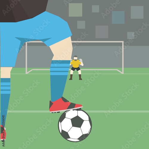 Taking a penalty kick. the goalkeeper is ready. mentality. Stock Illustration