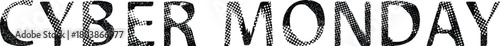 Cyber Monday grunge typography with distresses black letters , bold rough and glitched texture style for modern promo design and sale promotion. Ideal for bold advertising layouts.