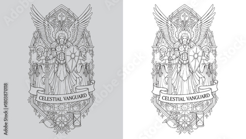 Celestial Vanguard: Angelic Warrior and Female Saints in Gothic Frame