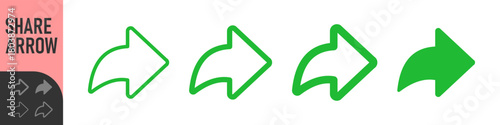 Share arrow icon. Reply, send, forward icons. Editable stroke, outline, and solid icons. For social media, sharing, sending and app interfaces. Colorful set of vector icons