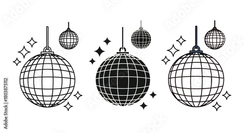 Fun disco balls with stars perfect for party invitations or retro themes
