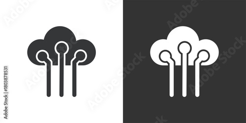 Digital Cloud Connection icon. Solid glyph series icon