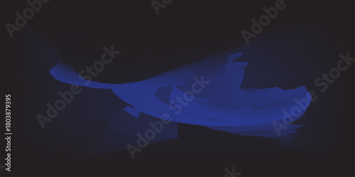 Blue shark vector illustration swimming in the ocean at night under the sky
