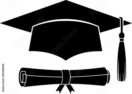 black silhouette of a graduation cap with a tassel