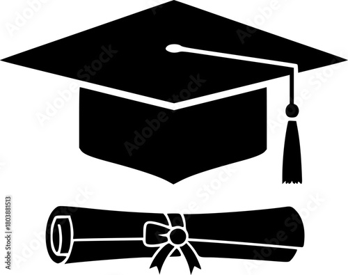 black silhouette of a graduation cap with a tassel