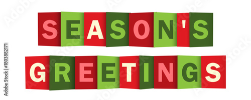 SEASON'S GREETINGS red and green vector typography banner