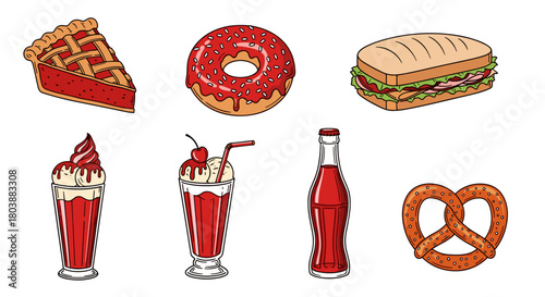 Delicious assortment of sweet treats and refreshing beverages for enjoyment.