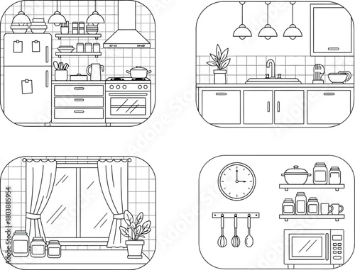Architectural blueprint designs for modern kitchen and bathroom layouts