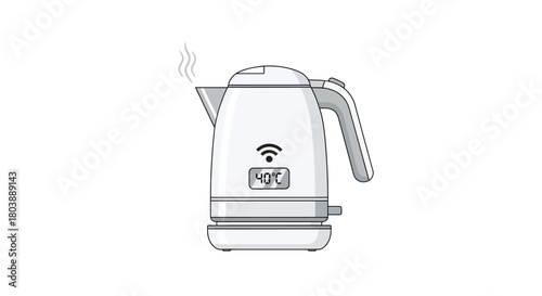 A white electric kettle with a digital display showing 40C suggesting its a smart temperaturecontrolled device