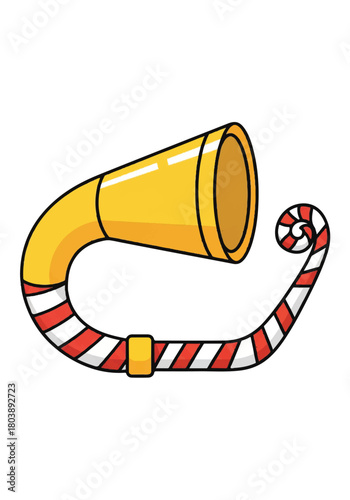 Cartoon Snorkel Illustration of Yellow and Red Striped Swim Accessory for Leisure and Underwater Play.