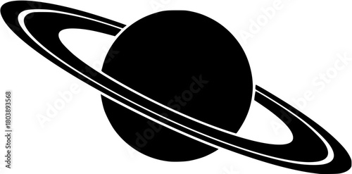 
Saturn Sillhouette, Planet Saturn with planetary ring vector, cosmos and planet silhouette illustration
