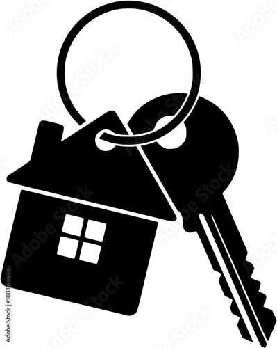 
Keychain with house keys icon, real estate symbol, vector illustration
