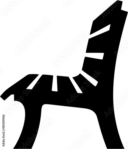 
Park bench silhouette, outdoor seating icon, garden furniture shape, park bench silhouette vector
