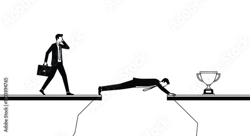 Businessman overcomes adversity to achieve business success and win trophy