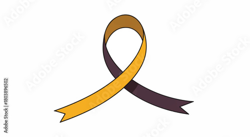 Intertwined yellow and purple awareness ribbon symbolizing support and solidarity.