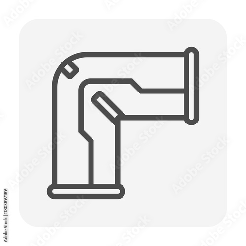 Obraz na plátně Decorative PVC line pipe cover vector icon used in air conditioner installation, featuring 90-degree corner joint
