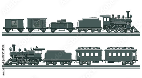 Classic steam train with carriages, evoking nostalgia and vintage charm