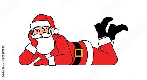 Relaxed Santa Claus lounging after delivering gifts this Christmas season