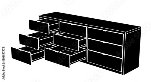 Open drawer cabinet storage solution for organized living spaces design