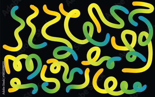 Abstract flow pattern of gradient yellow green blue lines digital art