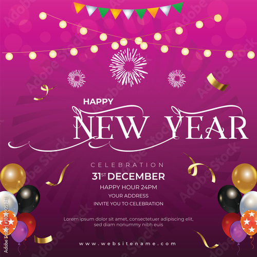 New year fireworks illustration