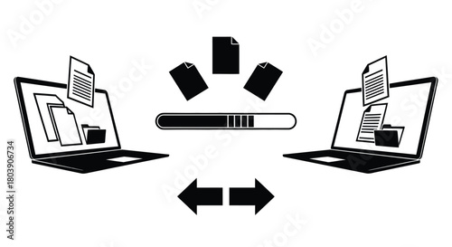 Seamless file transfer between laptops with progress bar showing success