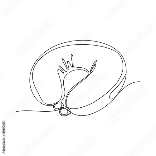 Travel neck pillow with sleep mask in minimalist line art style