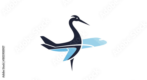 Dynamic Avian and Aircraft Fusion Logo with Water Reflection