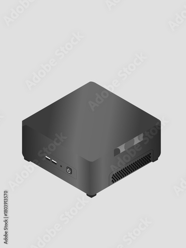 Isometric of gray mini portable computer device
