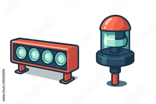 Stylized auxiliary vehicle lights and rotating safety warning beacon set