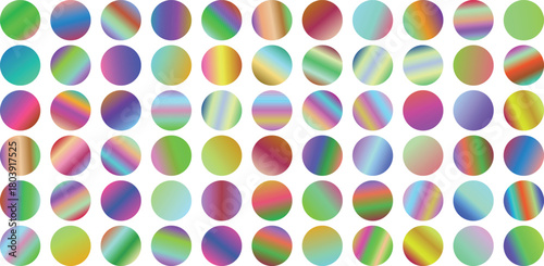 A delightful assortment of circular holographic elements with swirling pastel gradients, offering a soft and dreamy abstract texture isolated on