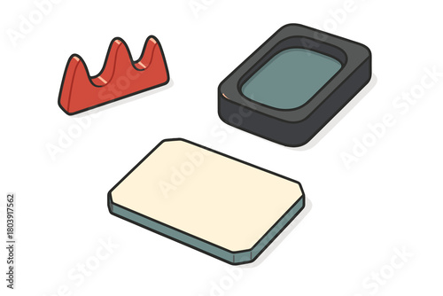 Traditional Chinese calligraphy set with brush rest, ink stone, and seal paste box