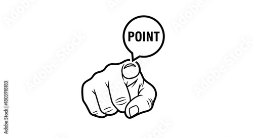 You're chosen! Dynamic hand points forward with 'POINT' speech bubble