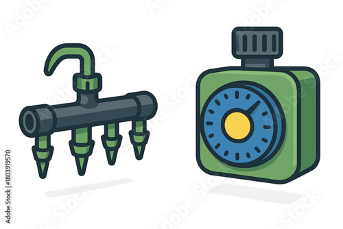 Programmable water timer and drip irrigation manifold for automated garden watering system