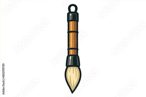 Traditional Asian calligraphy brush with wooden handle and soft bristles for art and writing