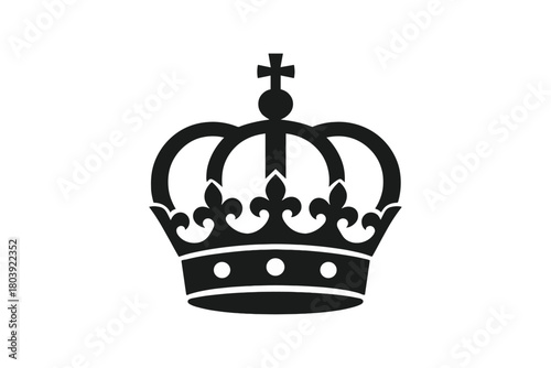 Black silhouette of a royal crown featuring a cross and decorative fleur-de-lis motifs