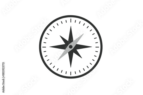 Simple monochrome compass rose representing navigation direction and travel