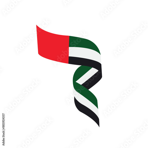 United Arab Emirates Flag Ribbon Icon – UAE National Symbol
