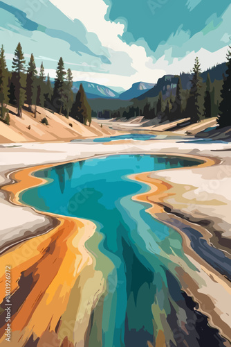 amazing crater in yellowstone national park emits and reflects yellow color