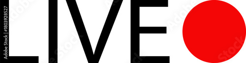 Live streaming icon. Live broadcast video broadcasting icon. Broadcast symbol. Social media live video. Red button sign for news, shows, video, TV, movies. Vector icon illustration, PNG or JPG