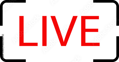 Live streaming icon. Live broadcast video broadcasting icon. Broadcast symbol. Social media live video. Red button sign for news, shows, video, TV, movies. Vector icon illustration, PNG or JPG