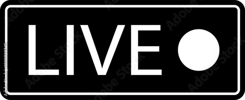 Live streaming icon. Live broadcast video broadcasting icon. Broadcast symbol. Social media live video. Red button sign for news, shows, video, TV, movies. Vector icon illustration, PNG or JPG