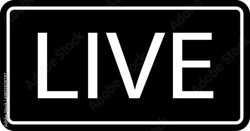 Live streaming icon. Live broadcast video broadcasting icon. Broadcast symbol. Social media live video. Red button sign for news, shows, video, TV, movies. Vector icon illustration, PNG or JPG