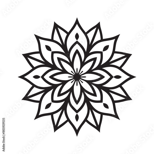 Black Ink Floral Minimal Mandala Silhouette Artwork