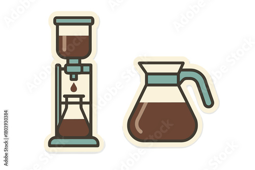 Cold brew coffee maker apparatus and serving carafe in vintage style