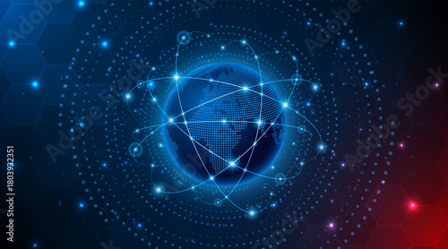 Global connection network background. World map. High-speed internet technology concept or fast wireless data transmission. modern internet network connection technology background	