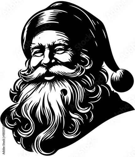 Traditional vector illustration of a jolly, bearded old man wearing a winter hat, evoking the cheerful spirit of holiday celebrations and goodwill